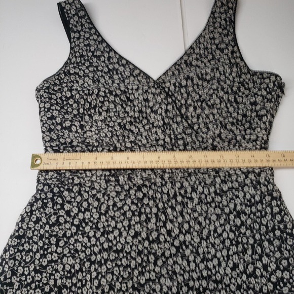 Ann Taylor Silk Dress Vintage 90s Y2k Womens 12 Floral Ditsy Sleeveless Black - Picture 4 of 16